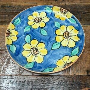 Block Ceramics Hand-painted Sunflower Ceramic Platter Portugal 13”